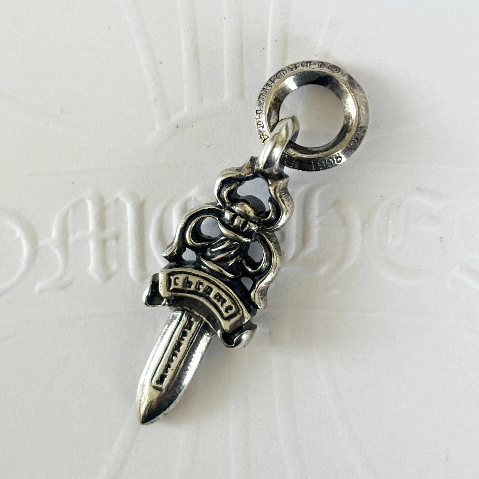 CHROME HEARTS Charm Pugnale Cuori Cromati 100% Autentico