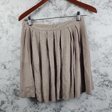 Lulus Pleated Lined Skirt Size Medium Casual Professional Staple Nutrual Beige