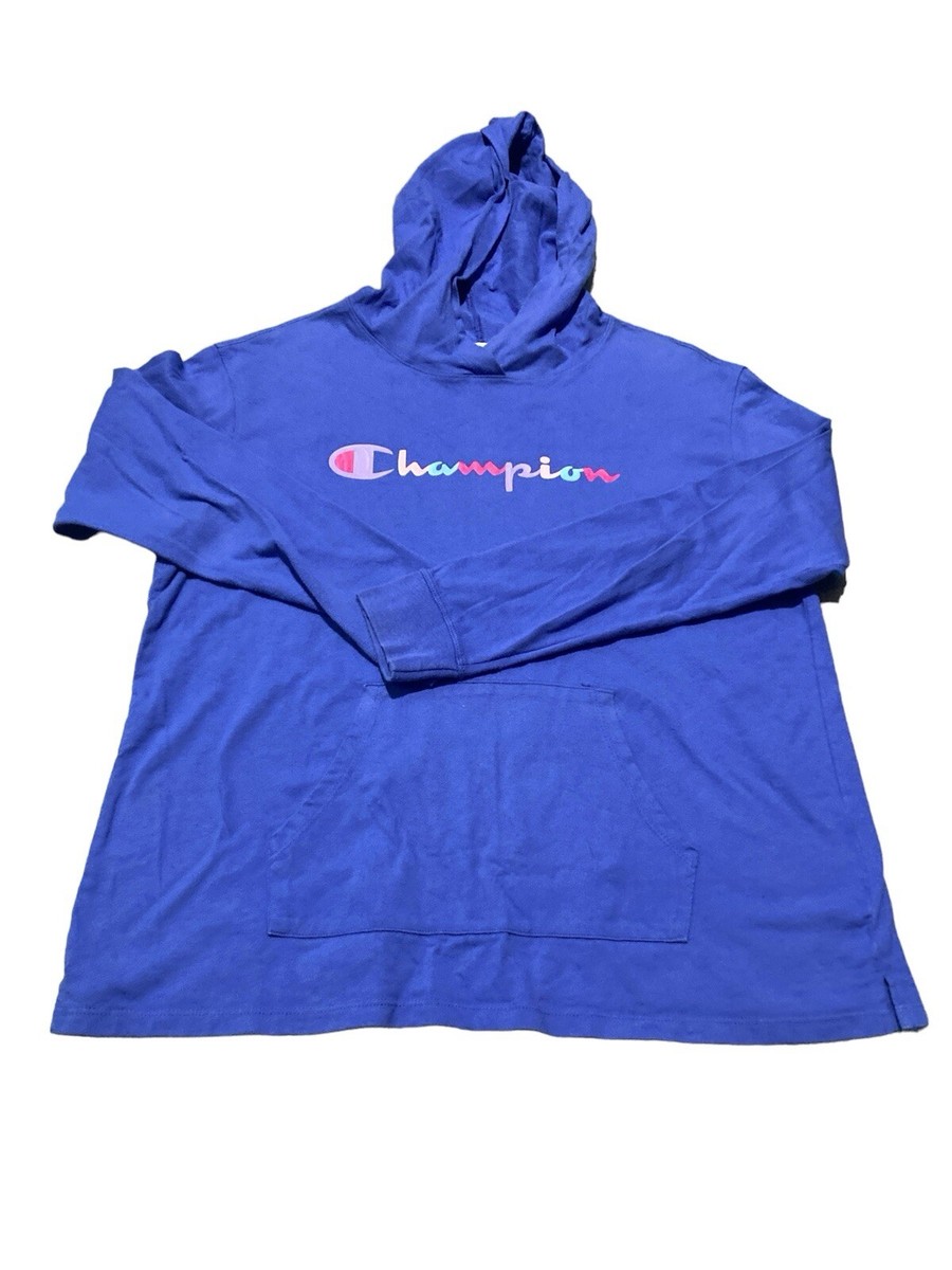 Champion Womens Blue Long Sleeve Hoodie Sweatshirt Size Large