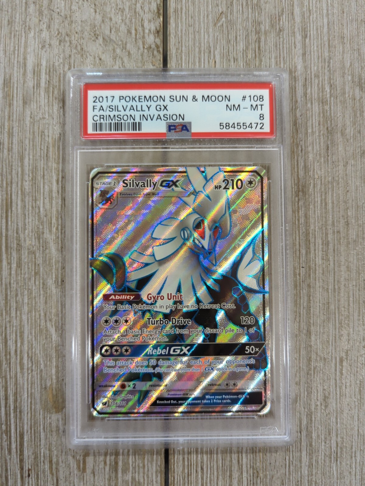 PSA 8 2017 Pokemon Sun & Moon Silvally GX Crimson Invasion #108 Graded