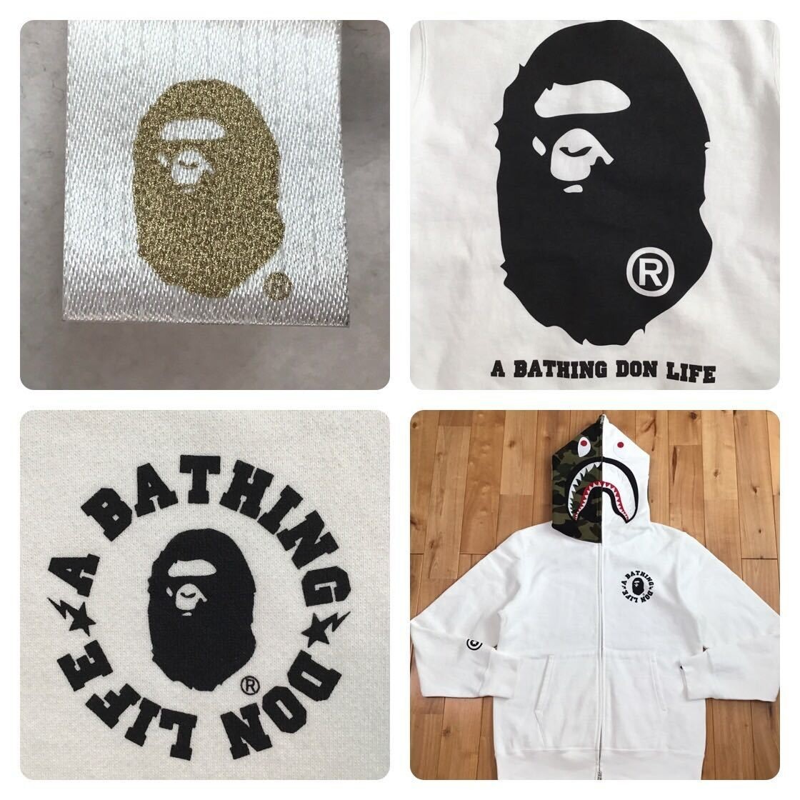 BAPE × Big sean shark full zip hoodie BAPE camo White A Bathing