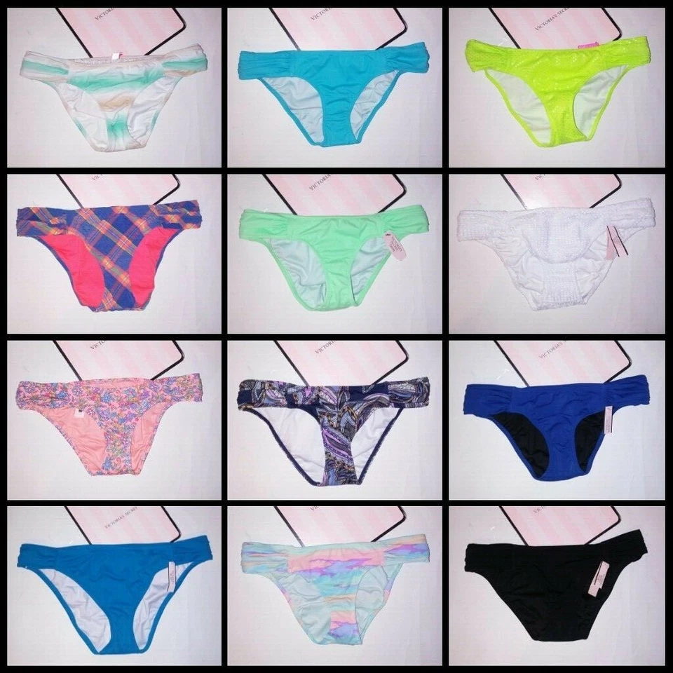 Victoria Secret Swim Bikini Bottom Knockout Side Ruffle Solid Stripe Floral - Image 4 of 4