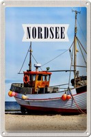 Blechschild Reise 20X30 Cm Nordsee Strand Reise Schiff Meer Schild Tin Sign