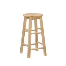 Linon McMullen 24" Round Solid Wood Counter Stool, Natural Finish