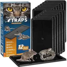 Sticky Mouse Trap 12 Pack Large Glue Traps Pre-Baited Heavy Duty Non-Toxic Bul