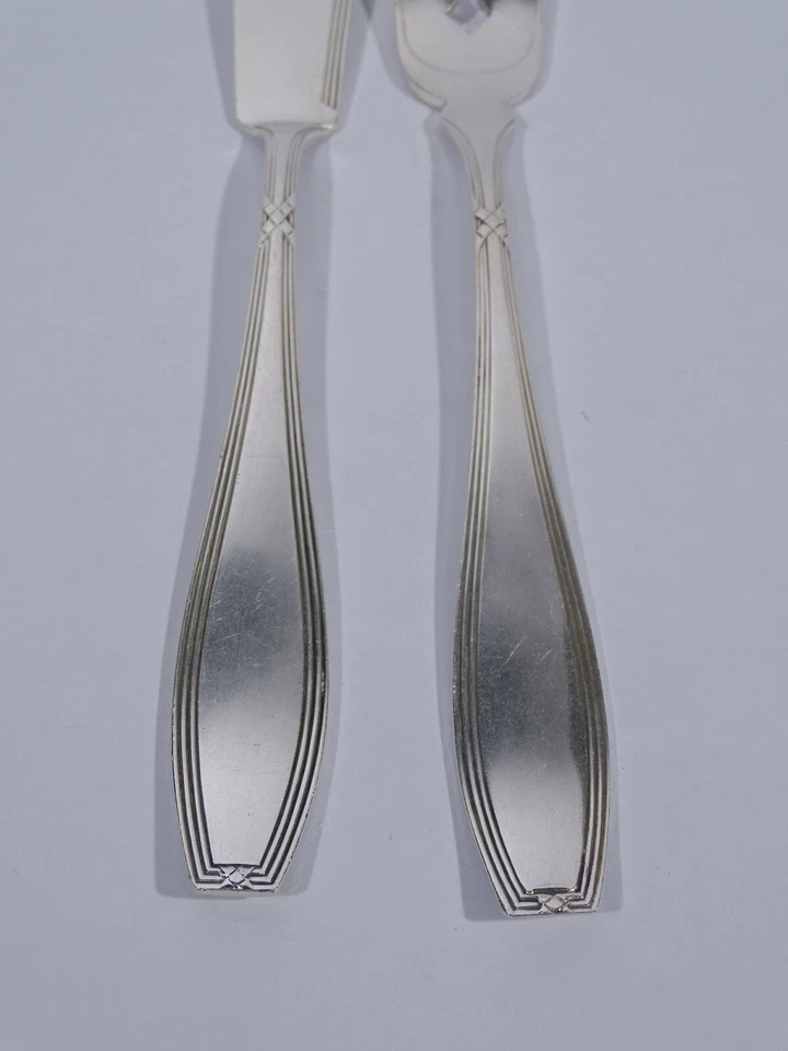 GoWe Kreuzband Fischbesteck Messer und Gabel 90 er Silber Jugendstil 1920 - Bild 4 von 4