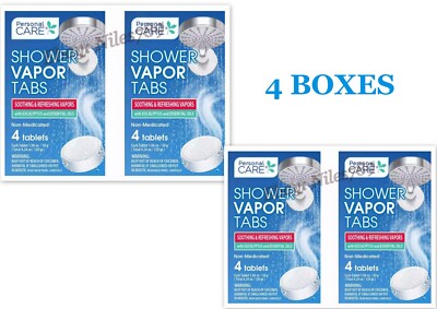 4 Boxes SHOWER VAPOR TABS EUCALYPTUS ESSENTIAL OILS SINUS RELIEF & RELAX