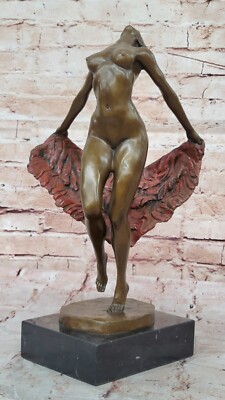 Decorative Bronze Statue of Nude Dancer by Delor Sculpture Figurine Artwork Sale