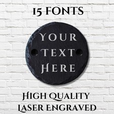 Targa Ardesia Tonda Nome Personalizzata Qualsiasi Testo Insegna Personalizzata Ricordo Inciso Regalo