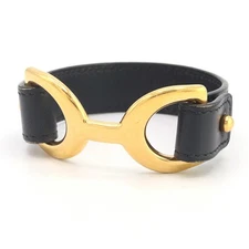 Hermes Pavan Bracelet, Black, Gold Hardware, K Stamp, 2007, Pre-owned,