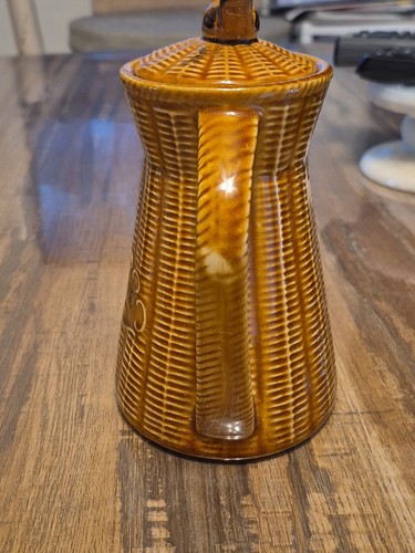 Vtg. Japanese Ceramic Basketweave Rooster Theme Coffee Pot - Picture 11 of 16