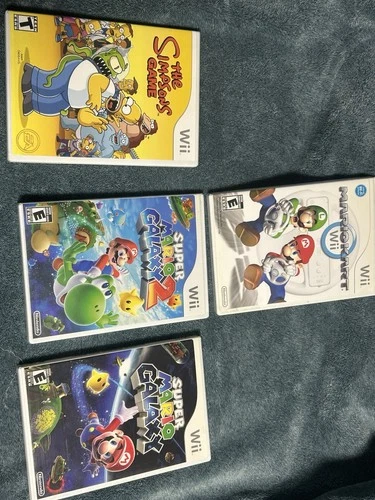 Nintendo Wii Game Lot Super Mario Galaxy 1 & 2 Mario Kart Simpsons