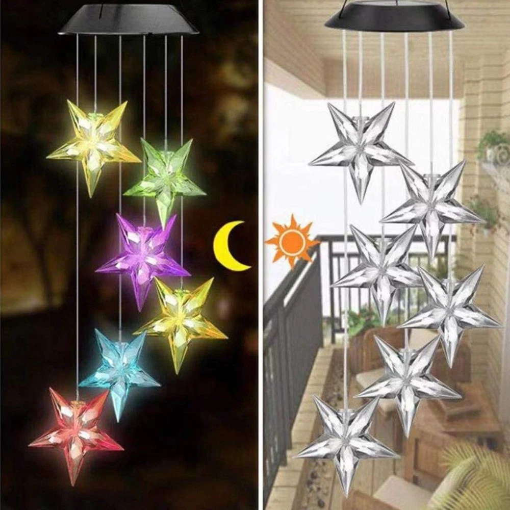 LED Solar Hummingbird Lantern Wind Chime Light Indoor Outdoor Courtyard Decor