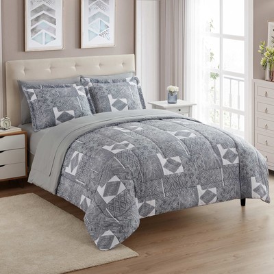 7 Piece Comforter Set Bag Solid Color All Season Soft Down Alternative Blanke...