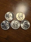 Lot of 5 Coin US Quarter 25c Washington 1964, 1959, 1948 Beautiful UNC Quarters