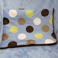 Carters Blue Brown Large Polka Dot Blanket Sherpa Velour NEW no packaging