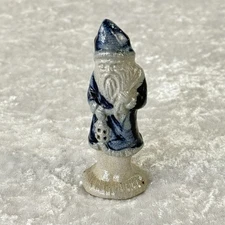 Rowe Pottery Works Salt Glazed Santa Figurine - Blue & Gray
