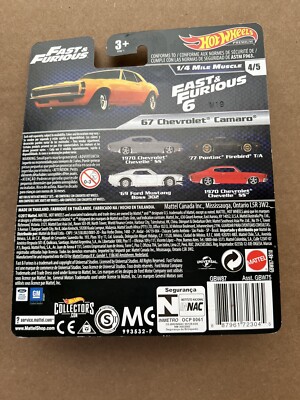 Hot Wheels® Fast & Furious Voiture en métal premium à l'échelle 1/64 pour collectionneurs, inspirée de la franchise Fast & Furious, JHW76