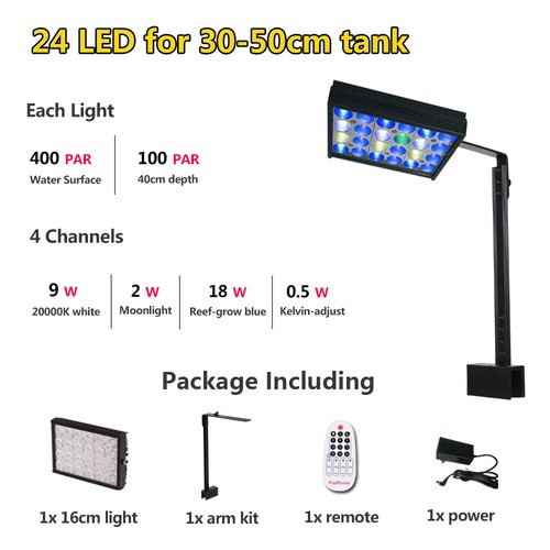 PopBloom Aquarium Aquarium LED Licht Vollspektrum Meeresbeleuchtung für Korallen - Bild 7 von 15