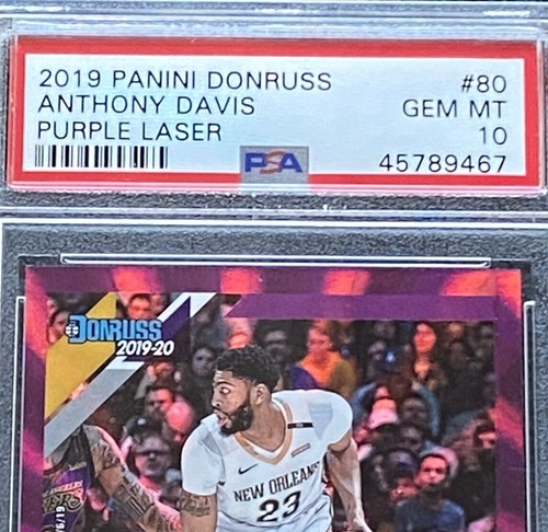 2019 Panini Donruss Purple Laser #80 02/15 Anthony Davis PSA 10 GEM MINT Pop 1/1 - Picture 4 of 5