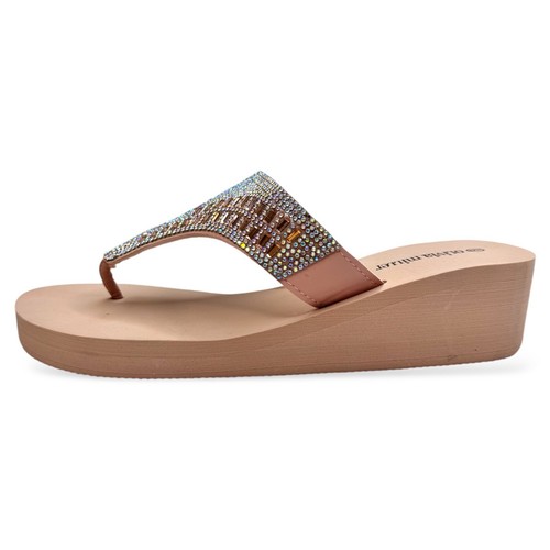 Summer Women’s wedge pink peach Rhinestone Sandals Flip flops Size 9 Pink