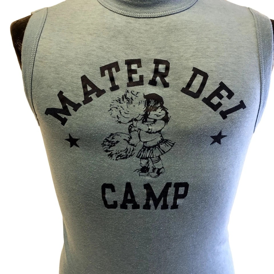 Vintage 70 80's Miller UsA Blue Sleeveless Muscle Shirt MATER DEL CAMP Tank Top - Image 2 of 4