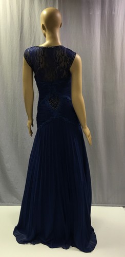 NEW SUE WONG $789 BLUE LACE ILLUSION SWEETHEART PLEATED EVENING GOWN DRESS SZ 4 - Picture 5 of 5