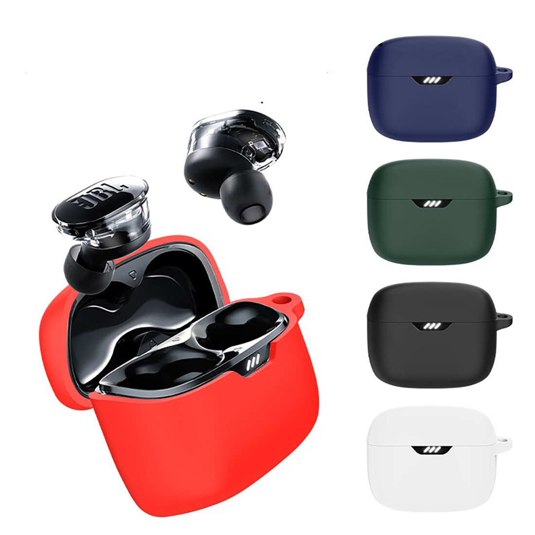 Soft Silicone Case Earbuds Shell Cover With Carabiner for