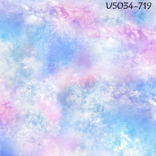 Winter Bliss Snow Cotton Quilt Fabric Hoffman U5034-719 Iridescent Pink Blue Tea