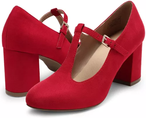 Women Wedding Mary Jane Pumps Close Toe Low Chunky Heel Pump Shoes - Picture 13 of 17