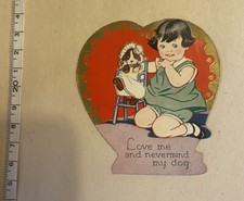 Antique Puppy Dog Valentine Card Funny Vintage 1900s Cute Carrington Co USA