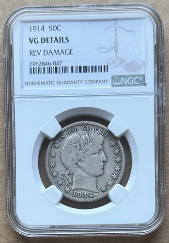 1914 50C NGC VG DETAILS 1914 BARBER HALF DOLLAR SILVER 50c