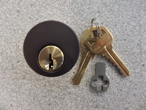 GMS M100KW10BAT 5 PIN KWIKSET KW1 KEYWAY 1" MORTISE LOCK CYLINDER DARK BRONZE - Picture 4 of 6