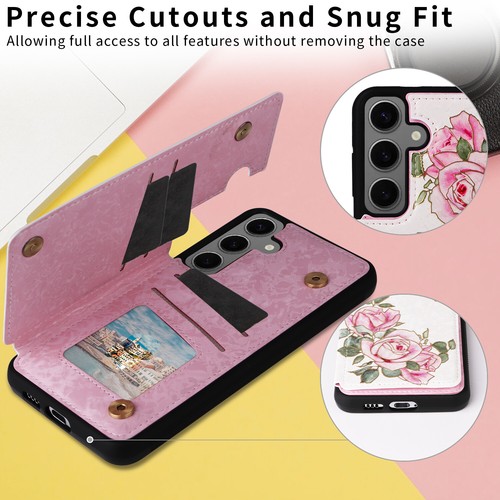For Samsung Galaxy S25 Ultra|+ S25Edge S24 FE Leather Flower Print Wallet Case - 第 9/43 張圖片