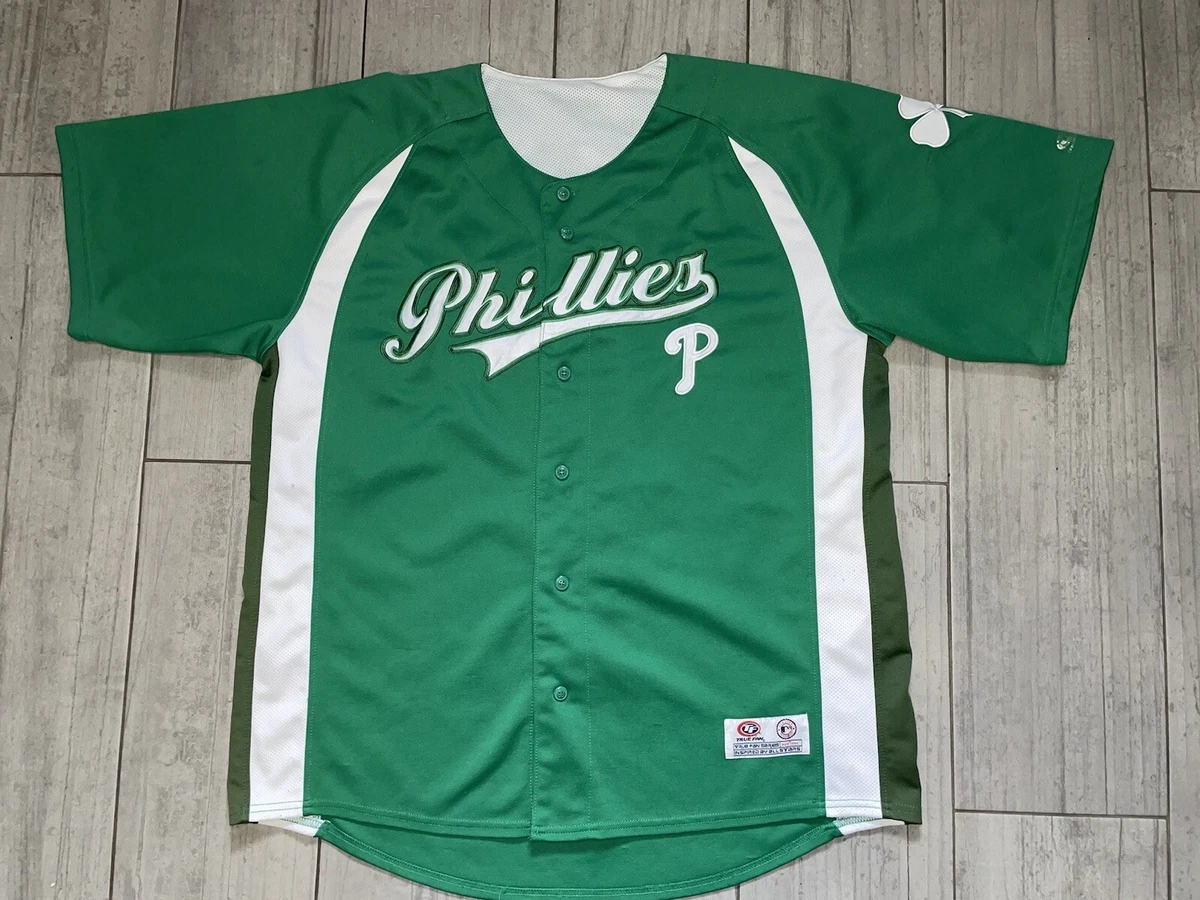 Philadelphia Phillies True Fan St. Patrick's Green Stitched Jersey Mens Sz  XL