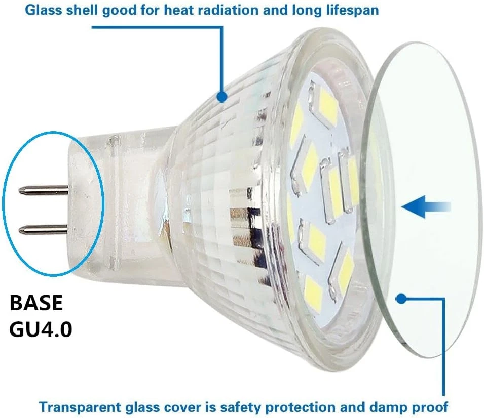 LED MR11 Light Bulbs 2W, 12V 20W Halogen Replacement, GU4 Bi-Pin Base, Daylight - Image 3 of 4