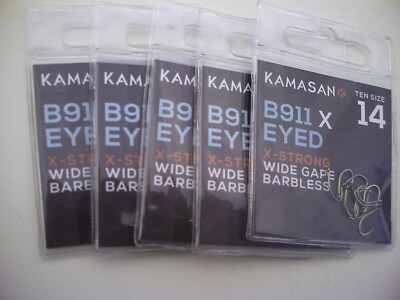 50 x Kamasan B911 X-Strong stachlose Augen. Größe 14 Haken. Perfekt für Hair Rigs