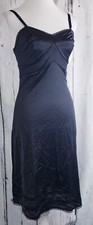 VTG Nancy King Lingerie Under Dress Slip Lace Nylon Adjustable 2186 Black Sz 34