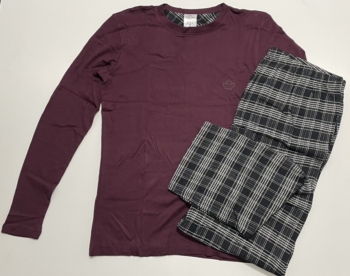 Men's Pyjamas Set Long Sleeve Top & Checked Bottoms New Soft Cotton PJs M-2XL image 7