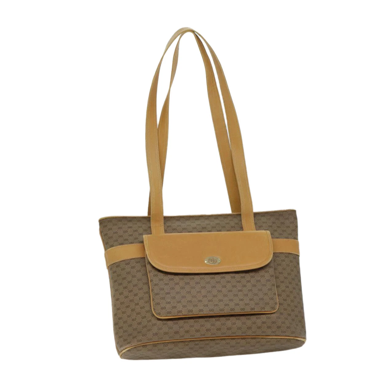 Sac fourre tout GUCCI Micro GG Supreme PVC cuir beige 30 01 2315 authentique th4786