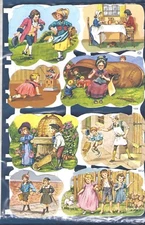 Vintage Lithograph Die Cut Paper Scraps 18th Century CHILDREN Printed in England