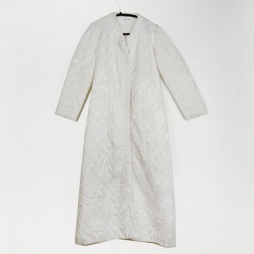 Vintage 50’s Christian Dior Floral Quilted Ivory Button Satin Robe Medium - Picture 6 of 9