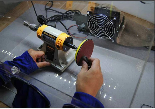 Dust Box 110V 3mm Fully Enclosed Electric Grinding Table Polisher Acrylic Cover - Picture 10 of 13