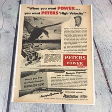 1956 Remington Shotgun & Peters Ammo Vtg Print Ad/Poster Promo Art Magazine Page