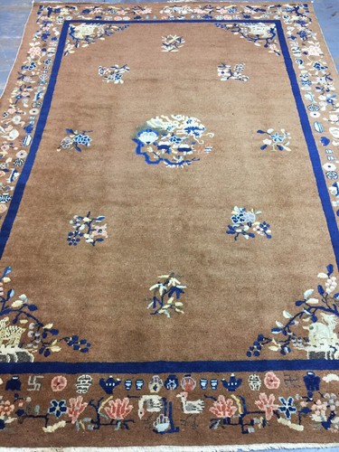 Antique Old Used Handmade Chinese Art Deco Wool Rug Carpet ,Size:8.6 By 6.1 Ft - Picture 8 of 12