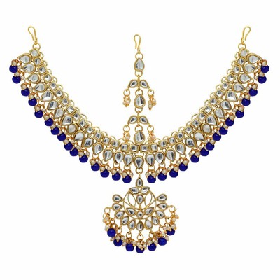 Indian Wedding Bridal Pearl Gold Kundan Hair Jewelry Matha Patti