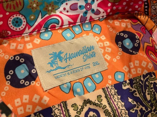 Patchwork Blocks Hawaiian Shirts "Vacation Is A State Of Mind" Shirt Men's 2XL - Picture 3 of 5