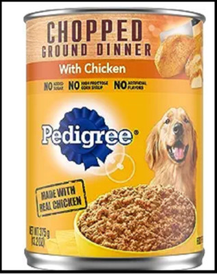 PEDIGREE Chopped Ground Dinner Wet Dog Food, Chicken, 13.2 oz. Cans, Pack of 12