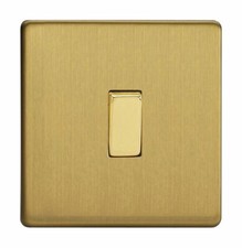 Varilight XDB1S Screwless Brushed Brass 1 Gang 1 or 2 Way Rocker Light Switch