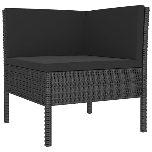 NNEVL 3 Piece Garden Lounge Set with Cushions Poly Rattan Black - Picture 3 of 8